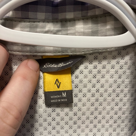 Eddie Bauer ladies purple plaid button down top - Picture 2 of 4